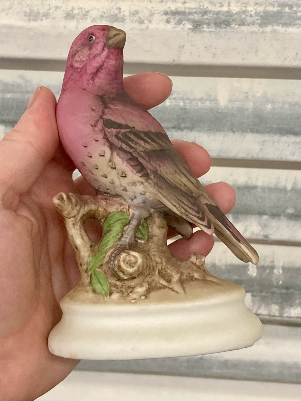 Lefton China "House Finch" Hand Painted Ceramic Bird Figurine KW4206 Pink Brown - Picture 12 of 12